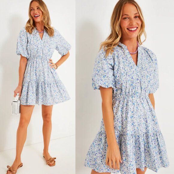 Tuckernuck Blue Floral Mini Dress - Picture 1 of 8